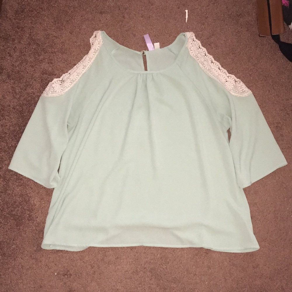 Sea foam cold shoulder top